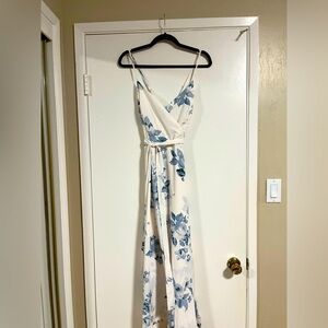 X Madison Beach Wedding Bouquet Floral Belted Chiffon Maxi Dress